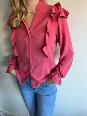 Blouse met ruches - roze