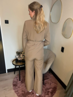 Pantalon met wijde pijp en knoopsluiting - camel