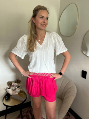 Skort met gelaagde stroken - fuchsia