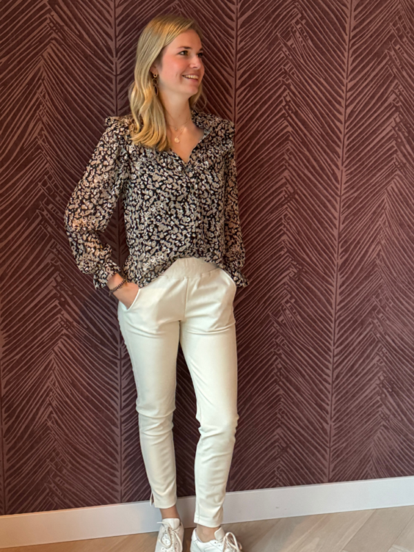 Leren off white broek