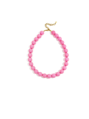 Ketting met grote kralen - roze rood
